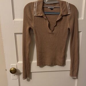 Ribbed Collared Polo Top